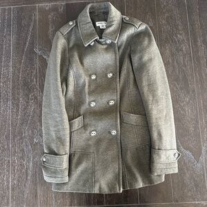 Celebrity Pink Olive Double-Breasted Pea Coat